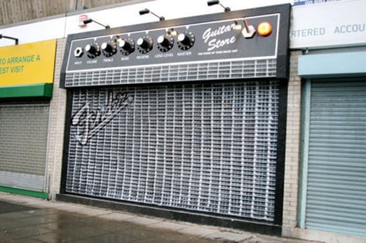 MDF Fender storefront 3D signage - Evans Graphics