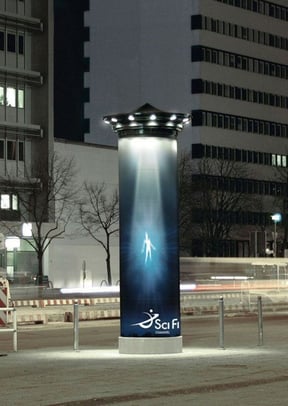 MDF Sci Fi signage lighting - Evans Graphics